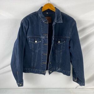 VTG 90s Calvin Klein trucker denim jacket men’s medium dark indigo blue cropped